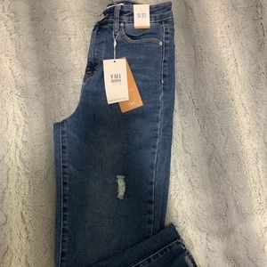 High rise distressed mom jeans
